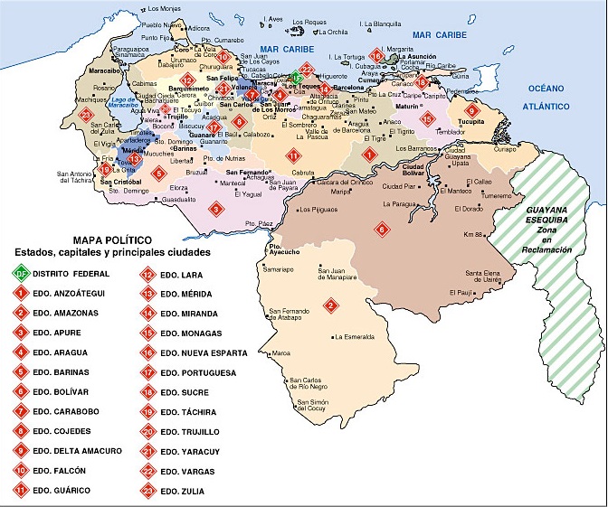 Mapa de estados de Venezuela